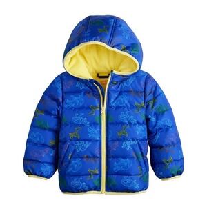 NWT Jumping Beans 5T Blue Dinosaur Puffer Jacket Heavyweight Water Resistant